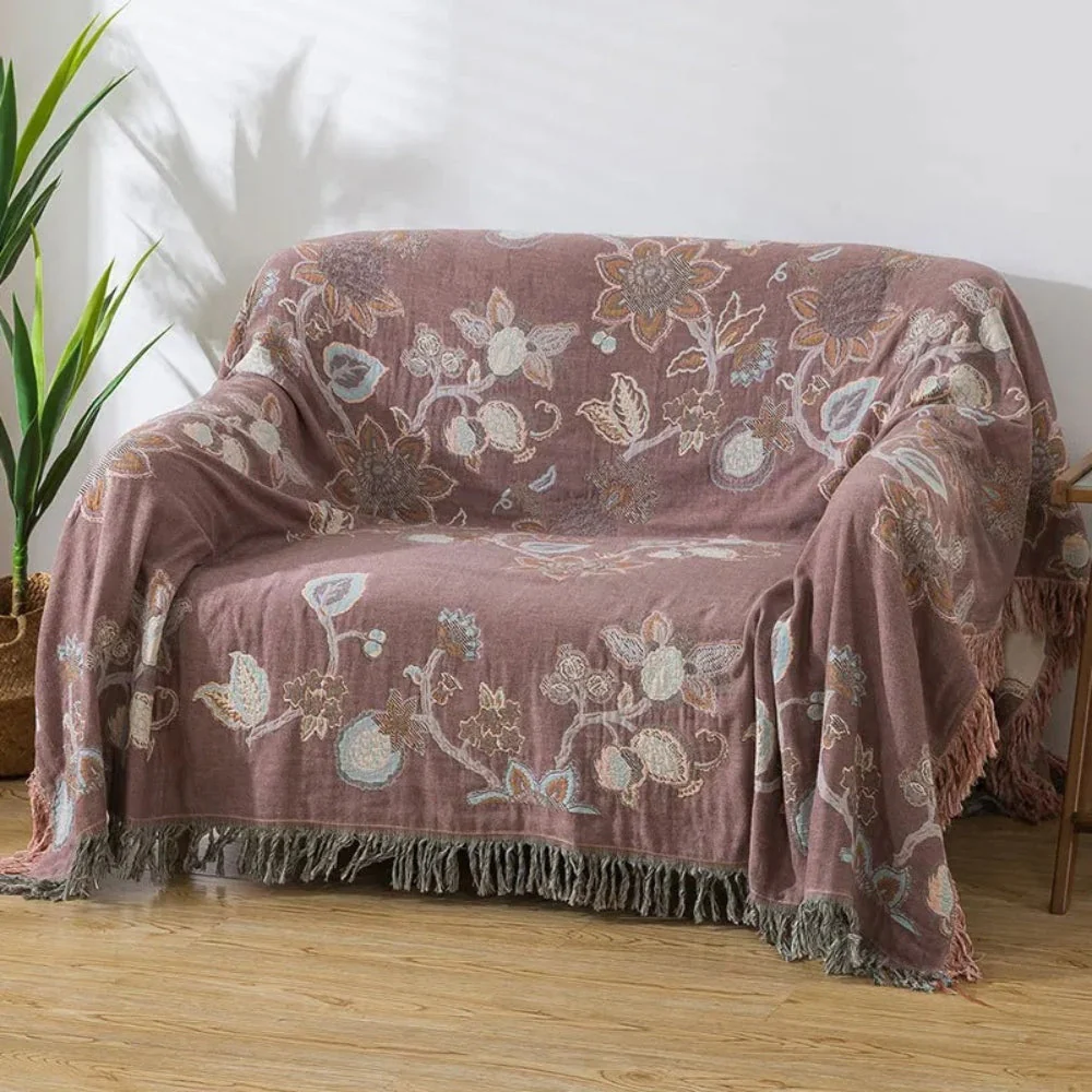 Orchid Trail Floral Cotton Tassel Bed Blanket - Image 5