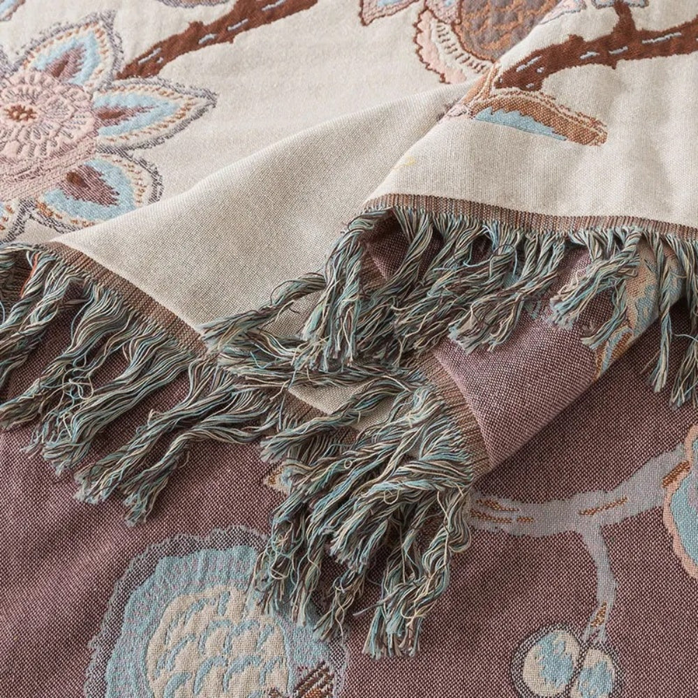 Orchid Trail Floral Cotton Tassel Bed Blanket - Image 6