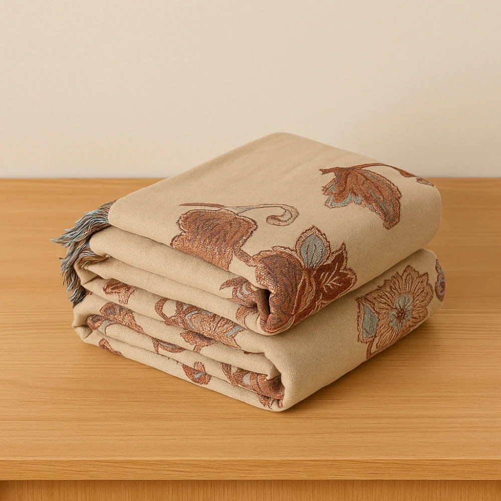 Orchid Trail Floral Cotton Tassel Bed Blanket - Image 7