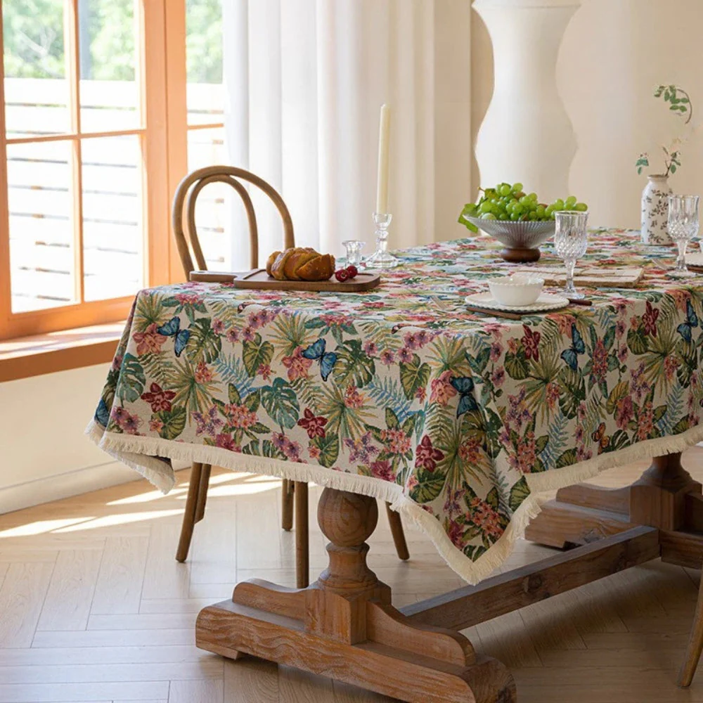 Ornate Floral Linen Tablecloth - Image 2