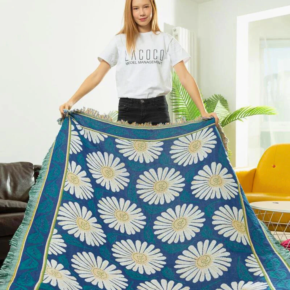 Bohemian Shiragiku Tassel Cotton Knit Blanket - Image 6