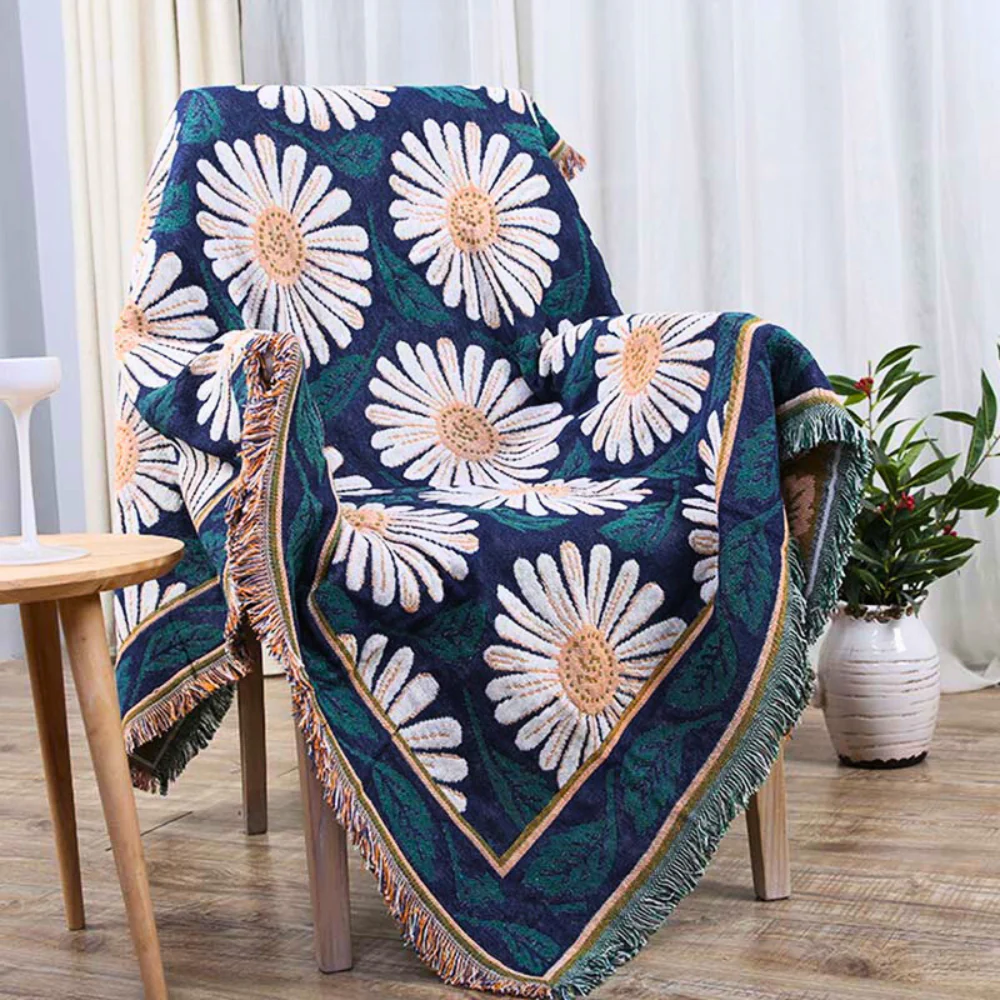 Bohemian Shiragiku Tassel Cotton Knit Blanket - Image 7