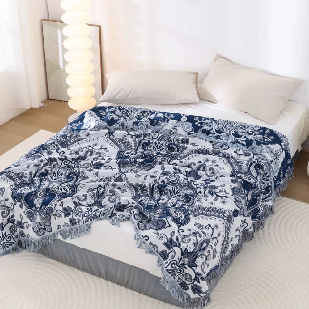 Paisley Dream Cotton Tassel Blanket - Image 2