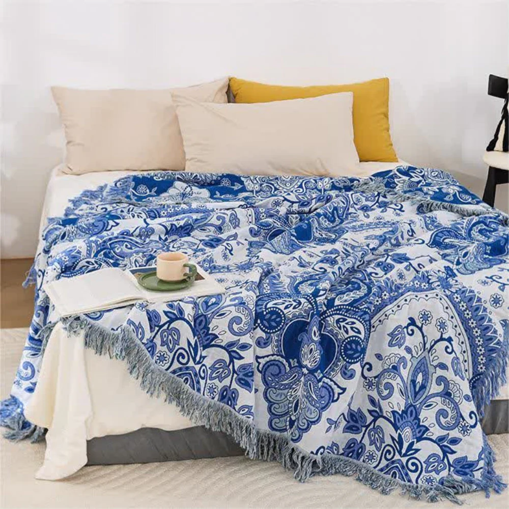 Paisley Dream Cotton Tassel Blanket - Image 3