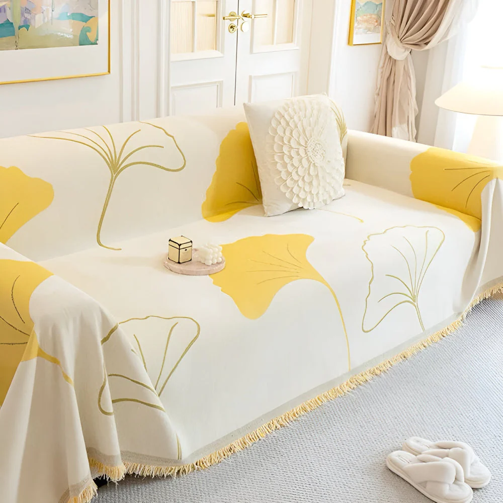 Pastoral Style Ginkgo Leaf Sofa Cover - Image 2