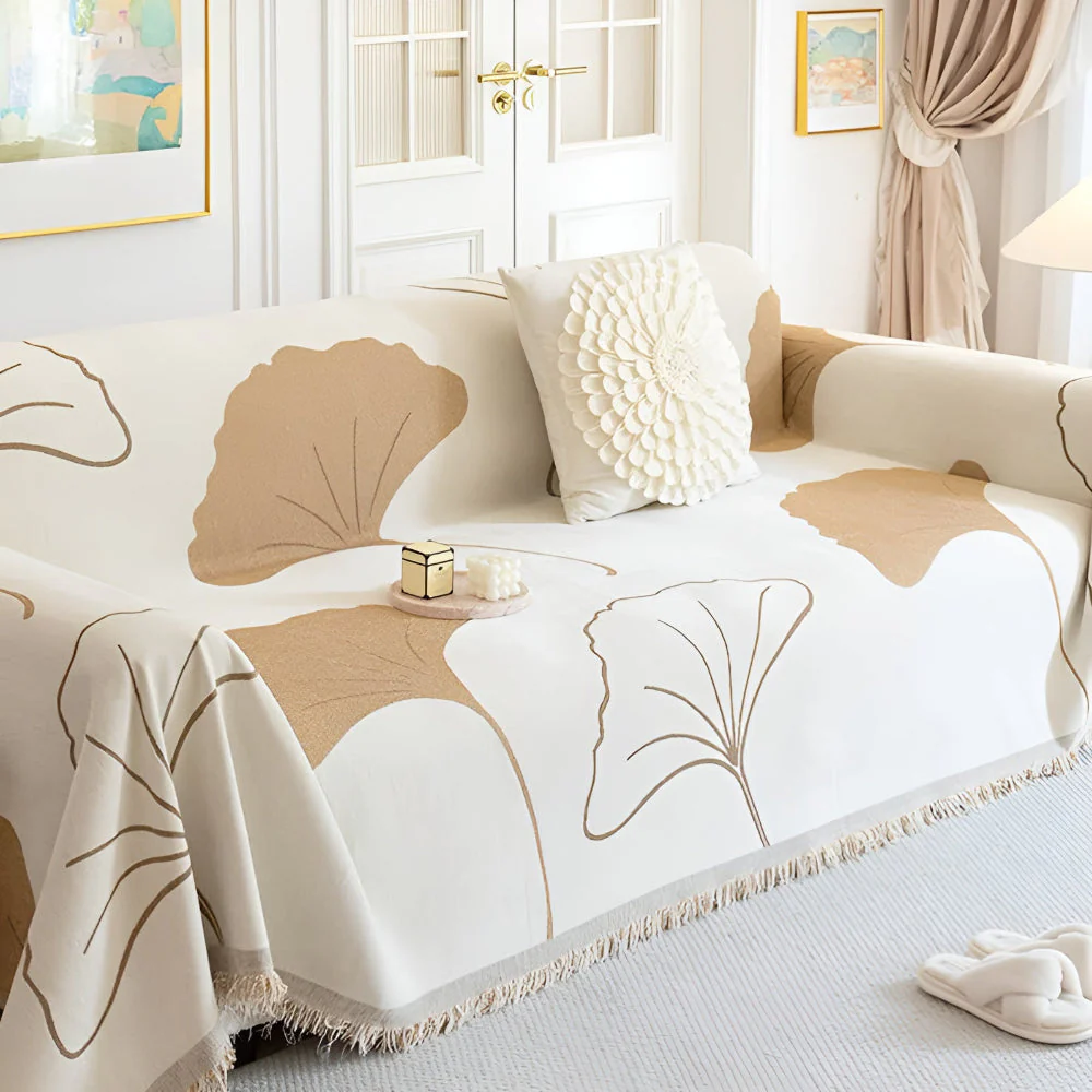 Pastoral Style Ginkgo Leaf Sofa Cover - Image 3