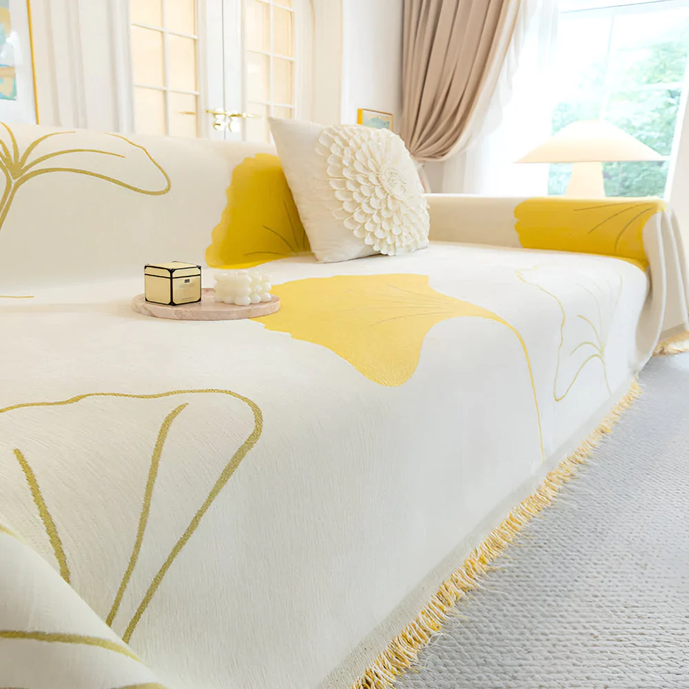 Pastoral Style Ginkgo Leaf Sofa Cover - Image 5