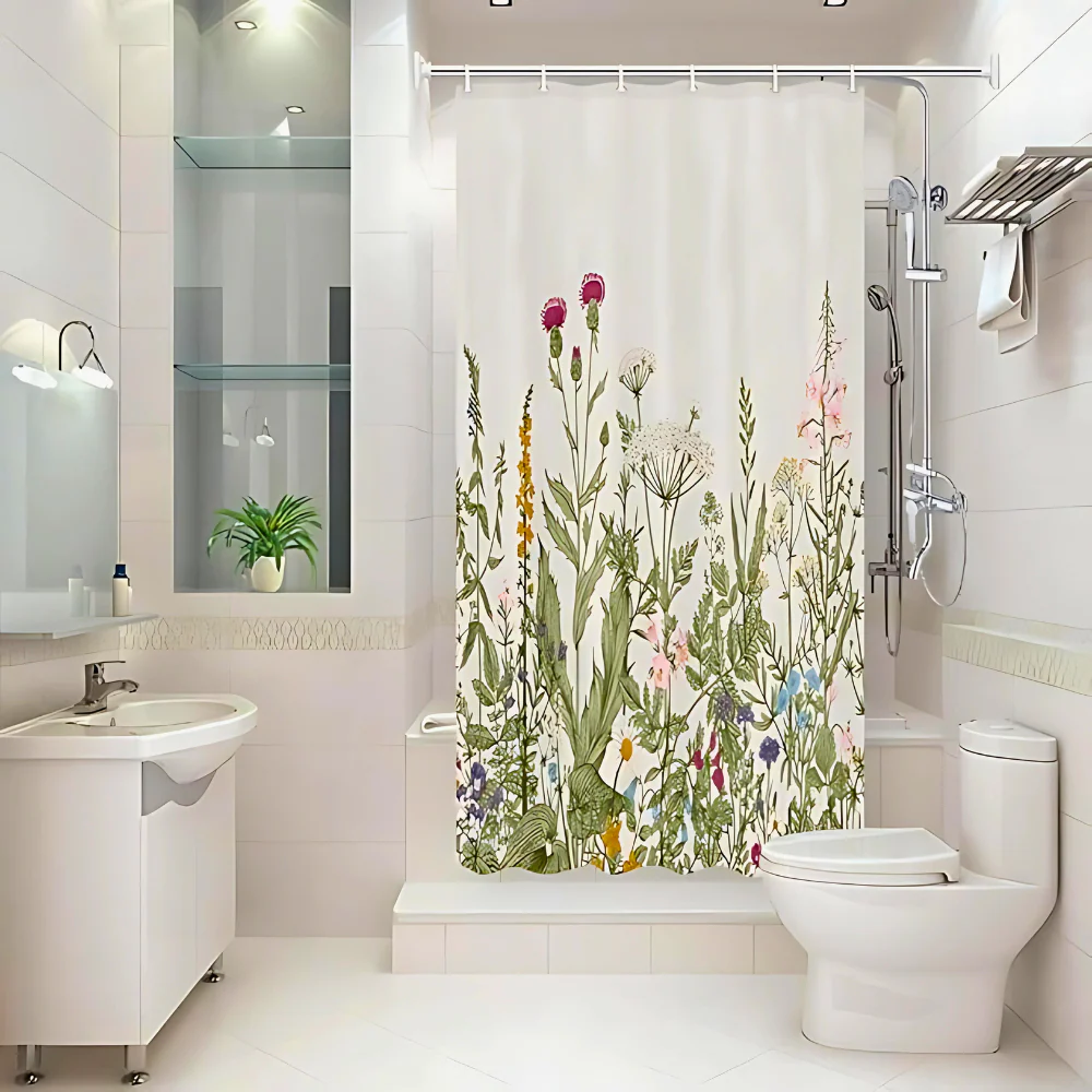 Pastoral Style Plants Waterproof Shower Curtain - Image 3