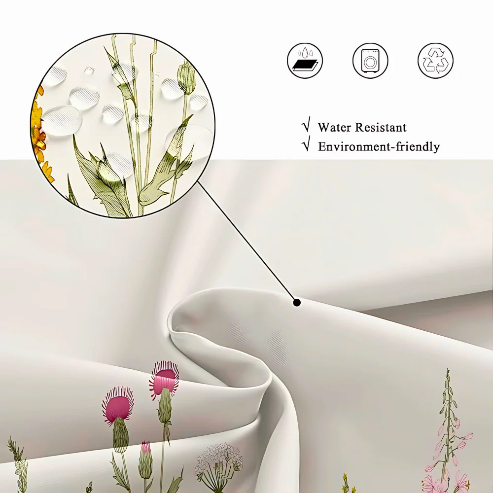 Pastoral Style Plants Waterproof Shower Curtain - Image 6
