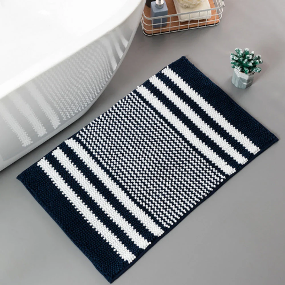 Pebble-Knit Striped Chenille Bath Mat - Image 6