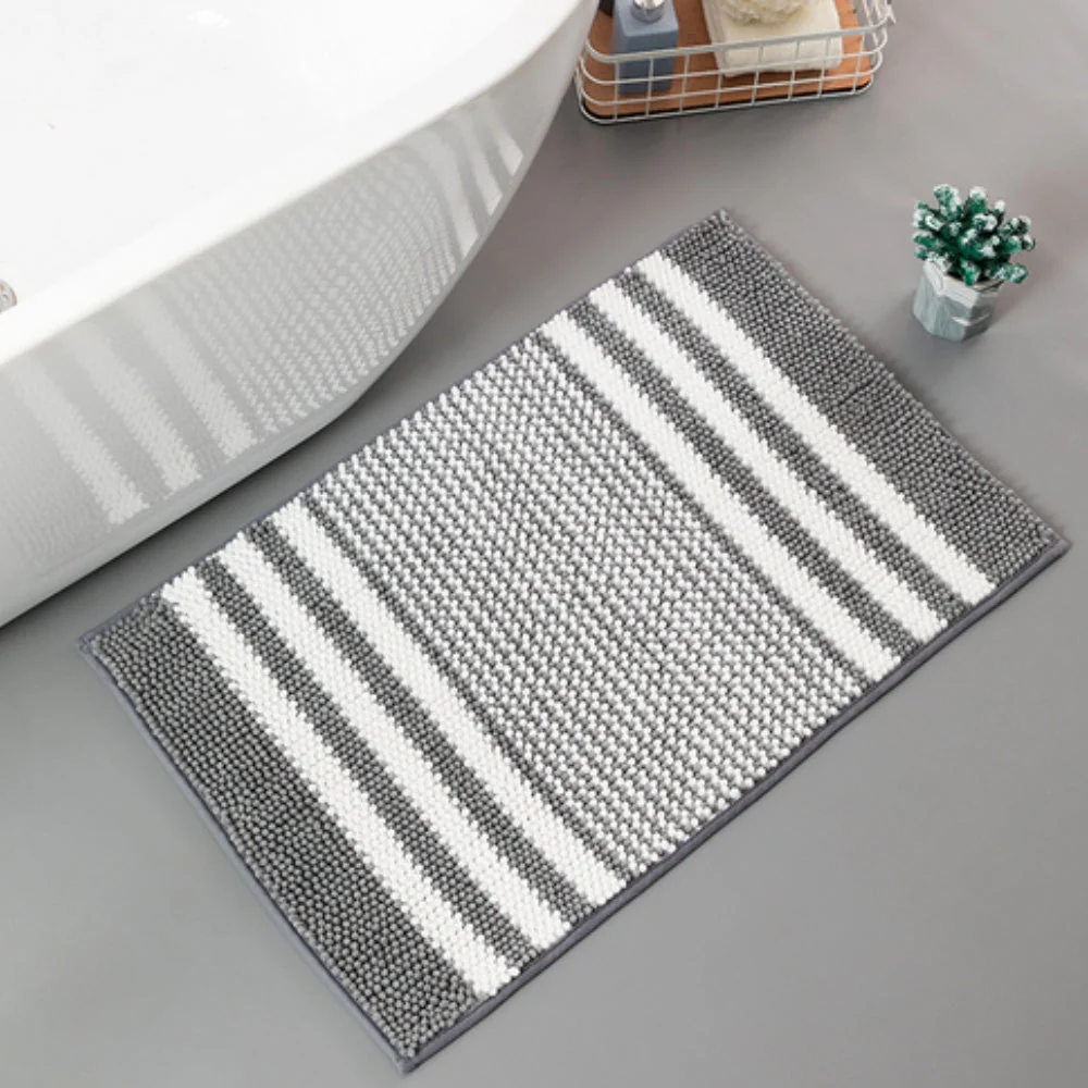 Pebble-Knit Striped Chenille Bath Mat - Image 8