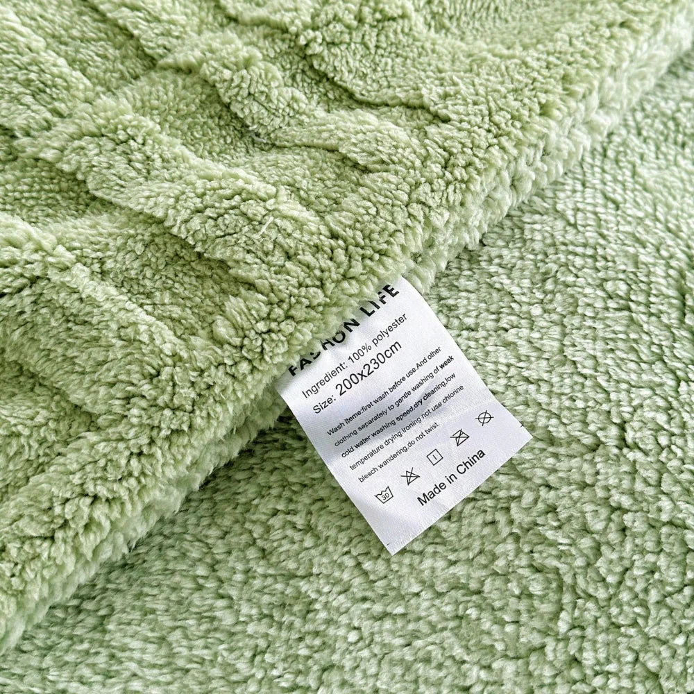 Plaid Embossed Grid Pattern Winter Blanket - Image 2