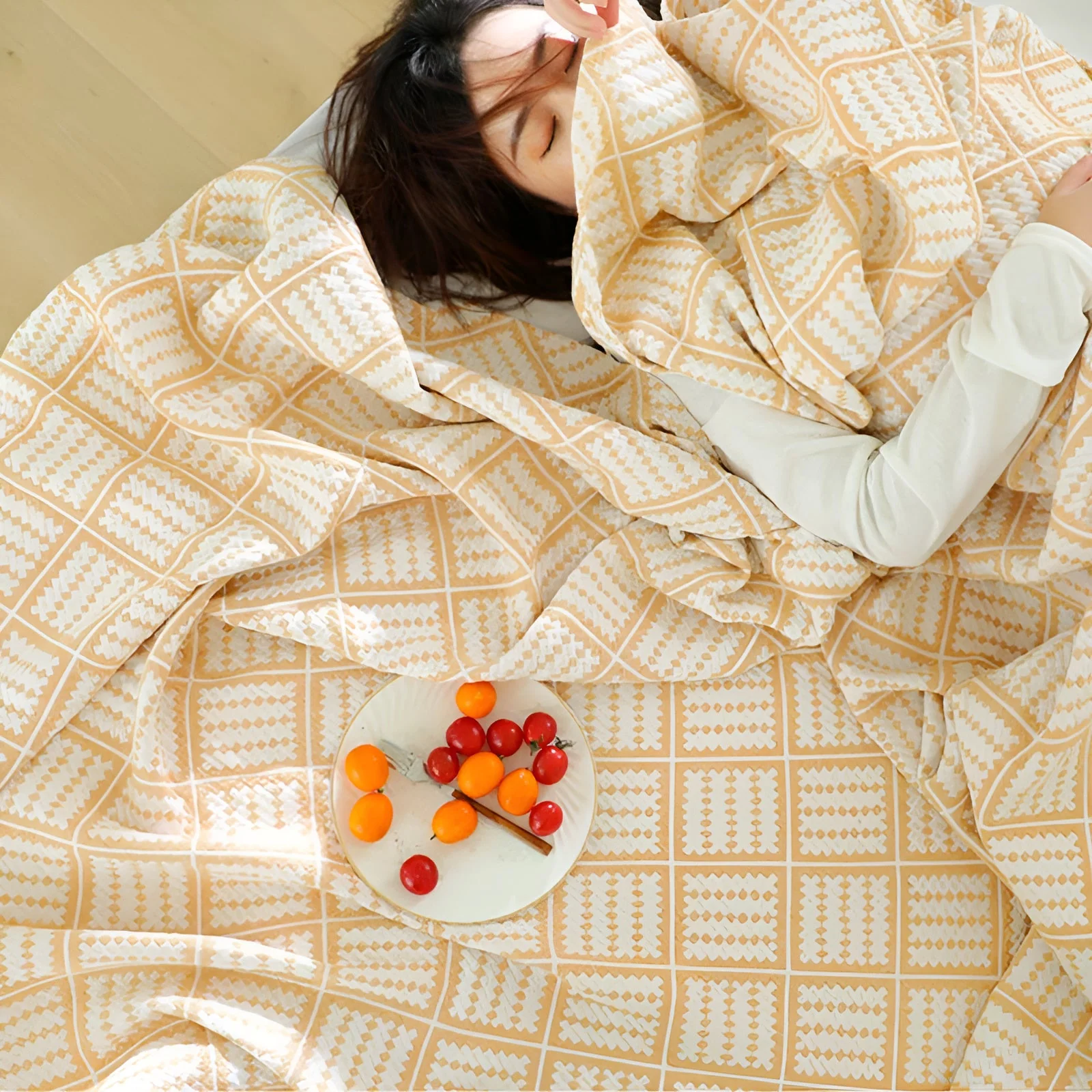 Plaid Pattern Cotton Blanket - Image 5