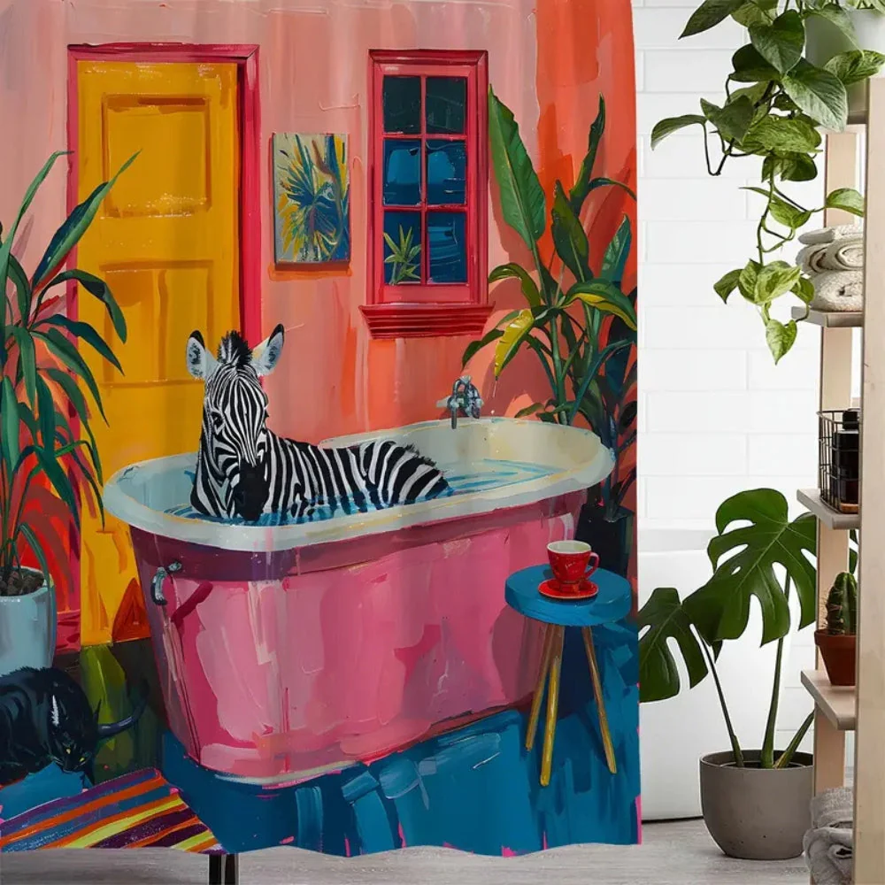 Playful Pink Zebra Curtain - Image 3