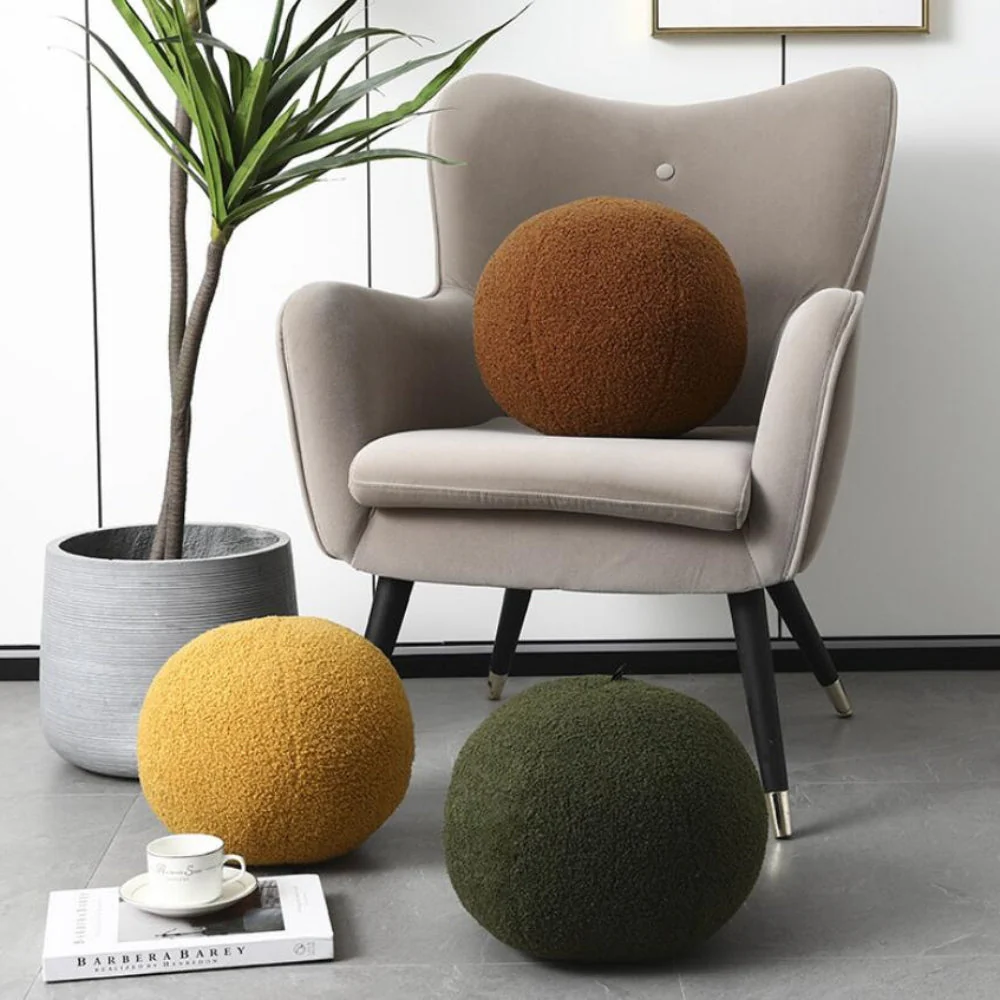Plush Ball Shaped Boucle Cushion - Image 7