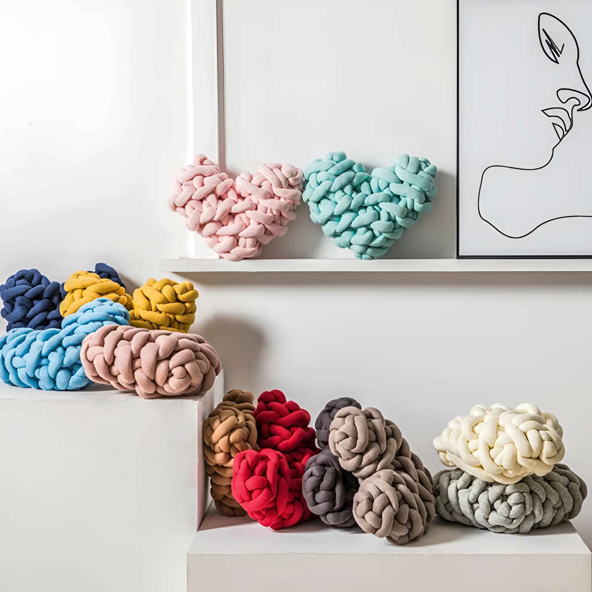 Plush Knotted Heart Shape Cushions - Image 2