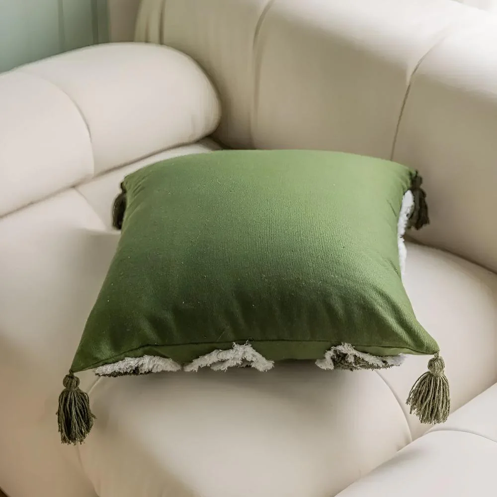 Plush Leaf With Tassel Cushion Cover - Image 5