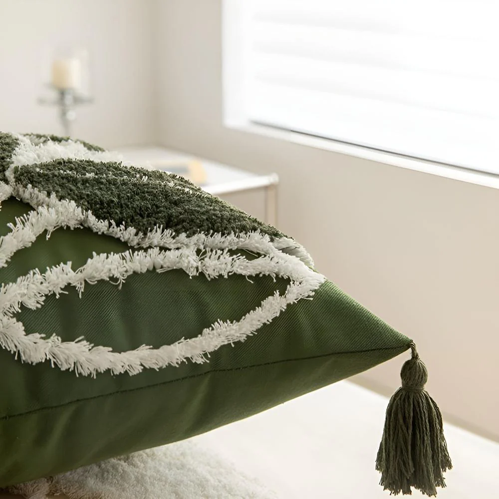 Plush Leaf With Tassel Cushion Cover - Image 8