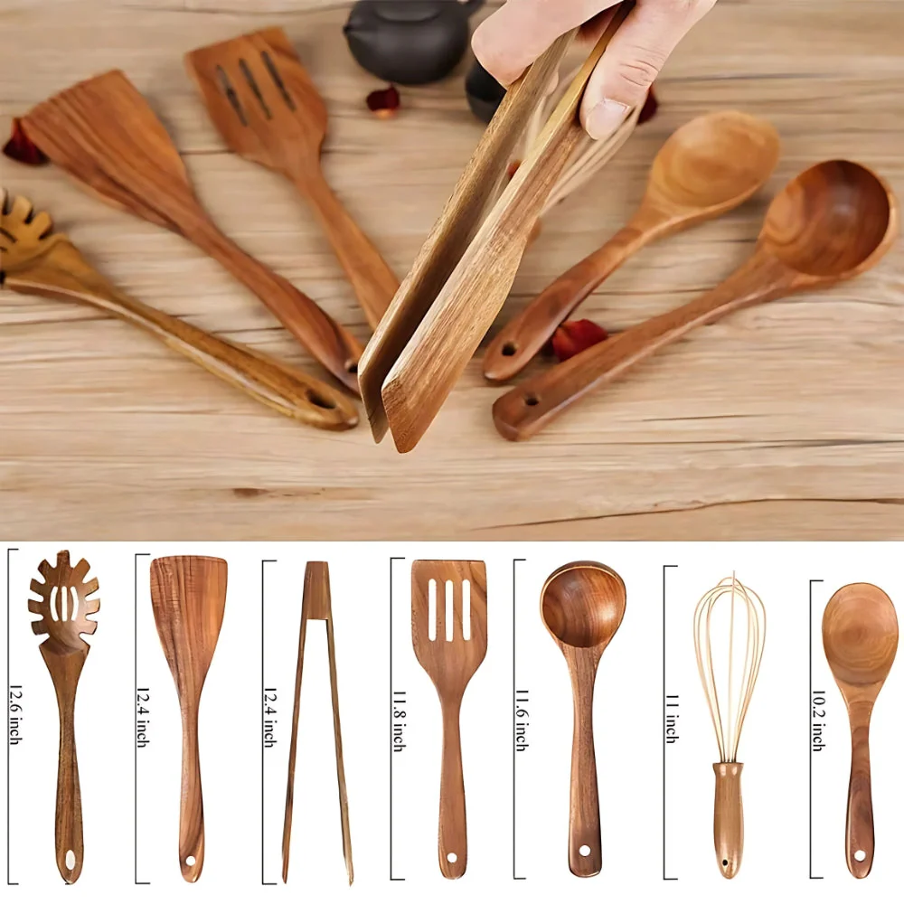 Premium Wooden Cooking Utensils | 7 Sets - Image 6