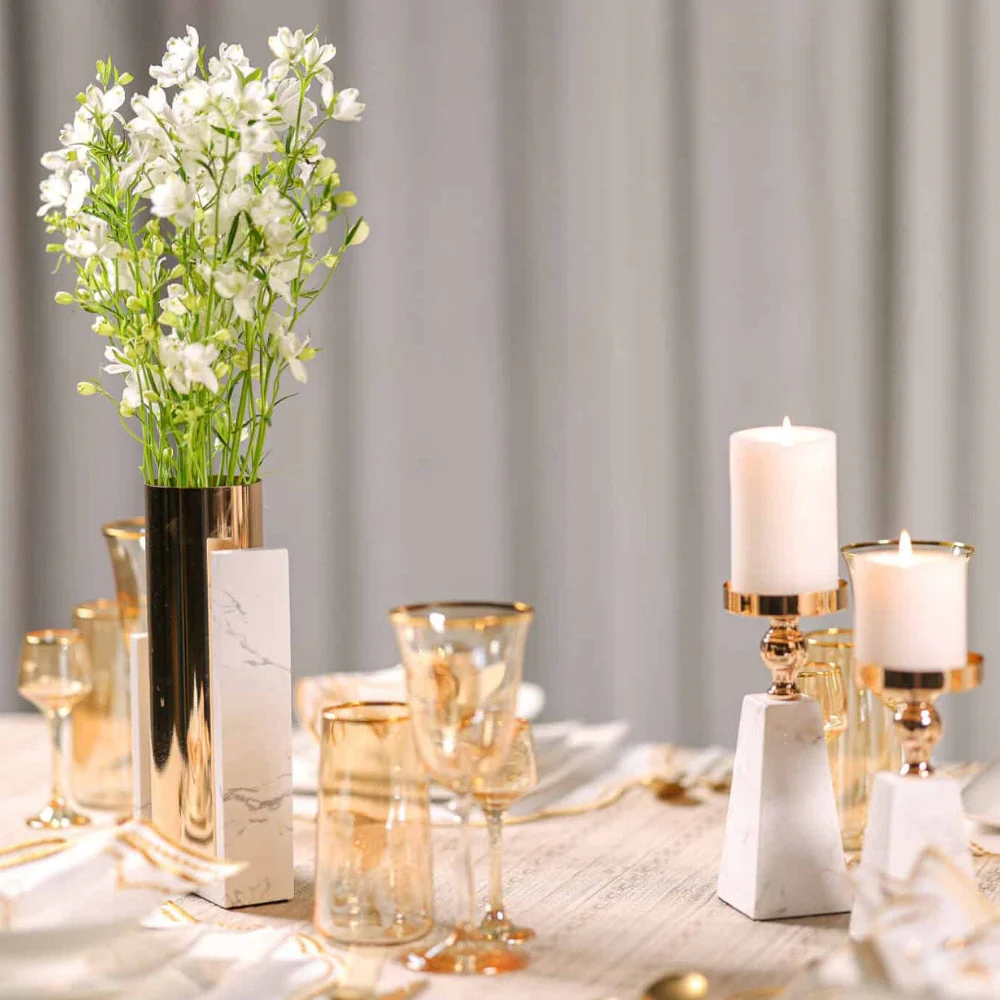 Pyramid Gold Marble Candle Holder - Image 4
