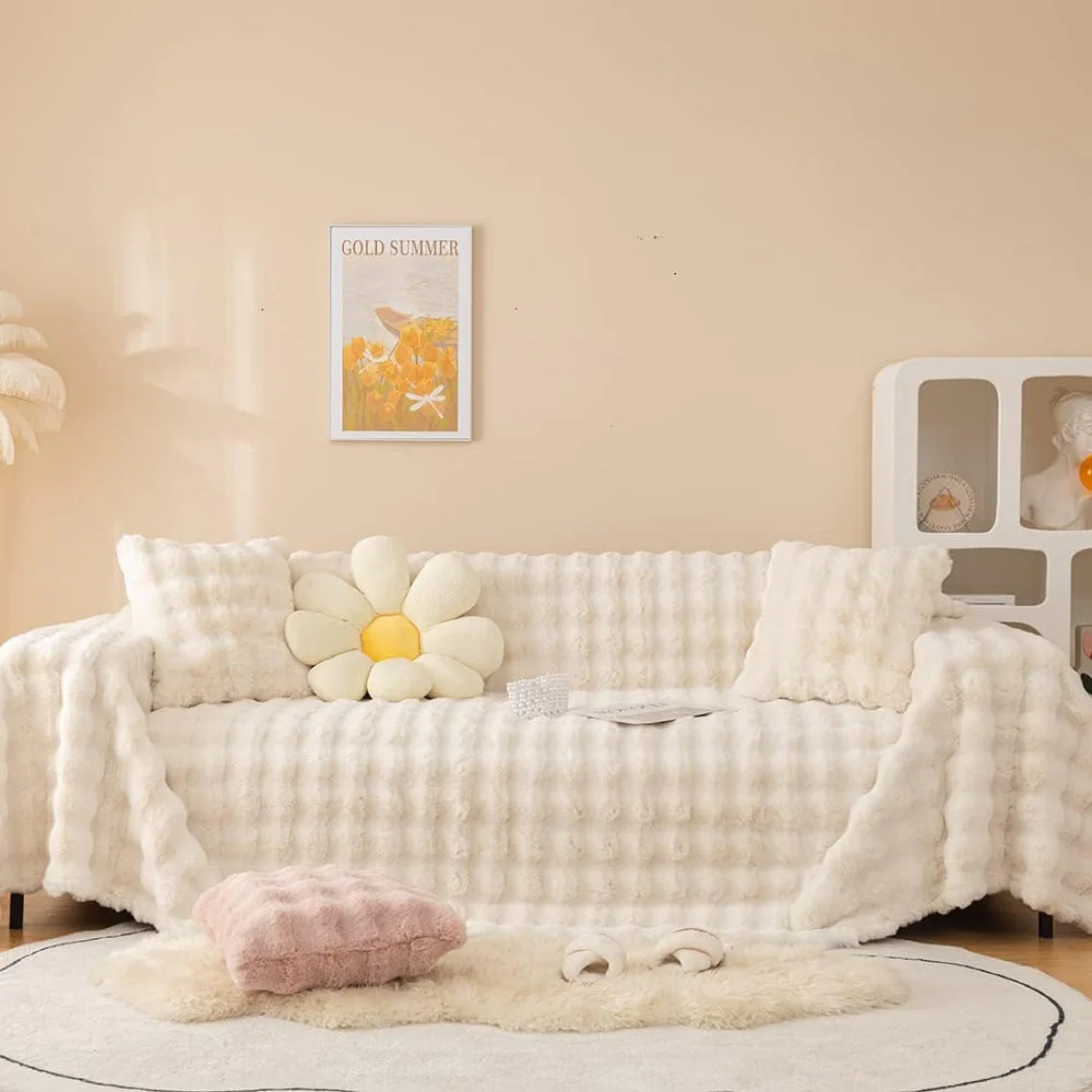 Rabbit Faux Fur Blanket Soft Sofa Cover - Image 2