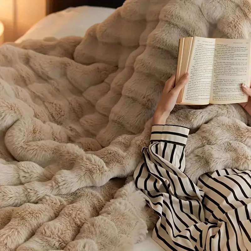 Rabbit Faux-Fur Blanket Throw - Image 12