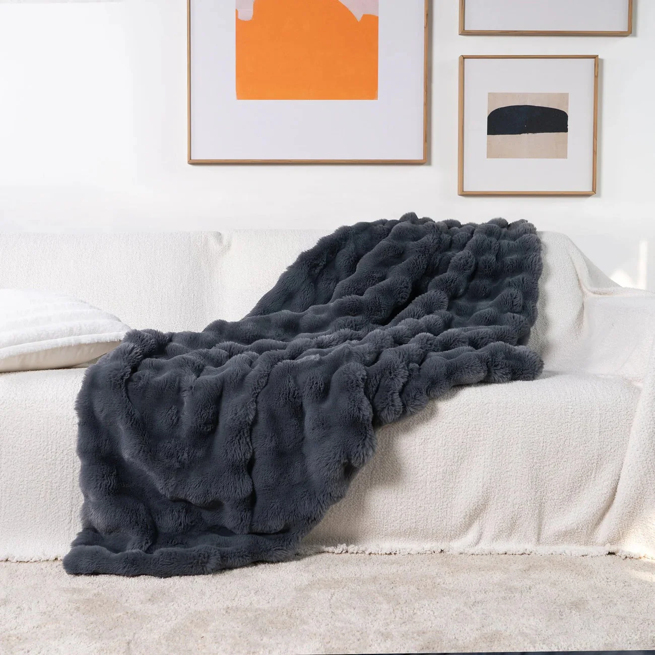 Rabbit Faux-Fur Blanket Throw - Image 14