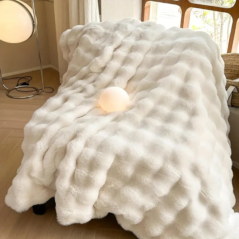 Rabbit Faux-Fur Blanket Throw - Image 4