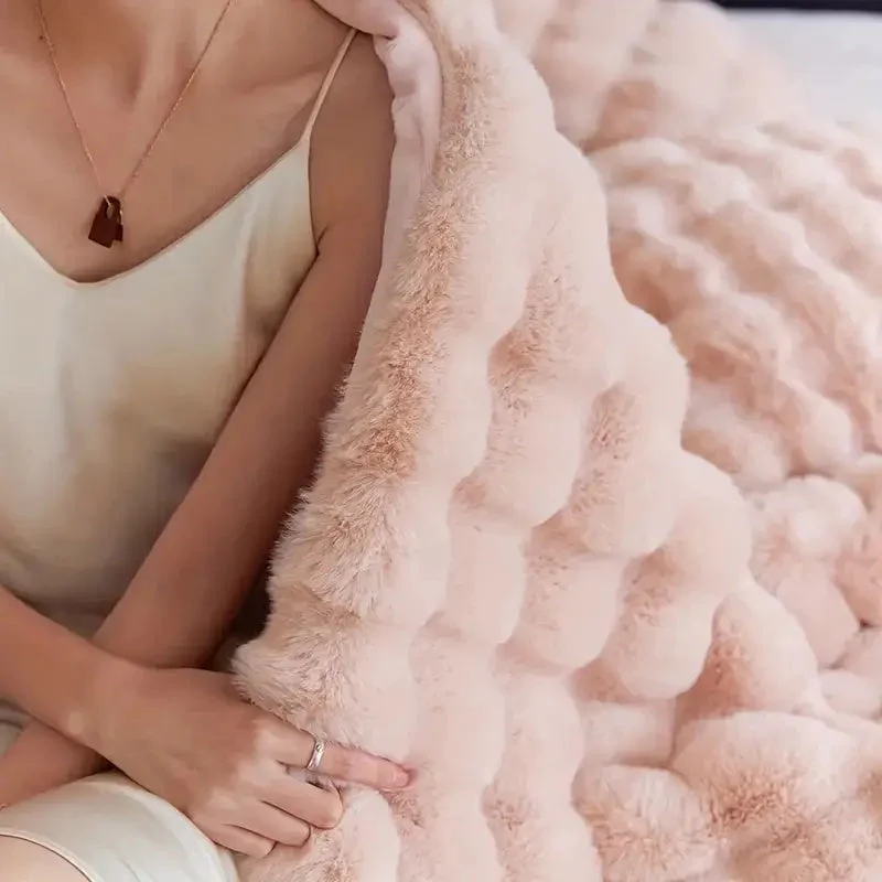 Rabbit Faux-Fur Blanket Throw - Image 5
