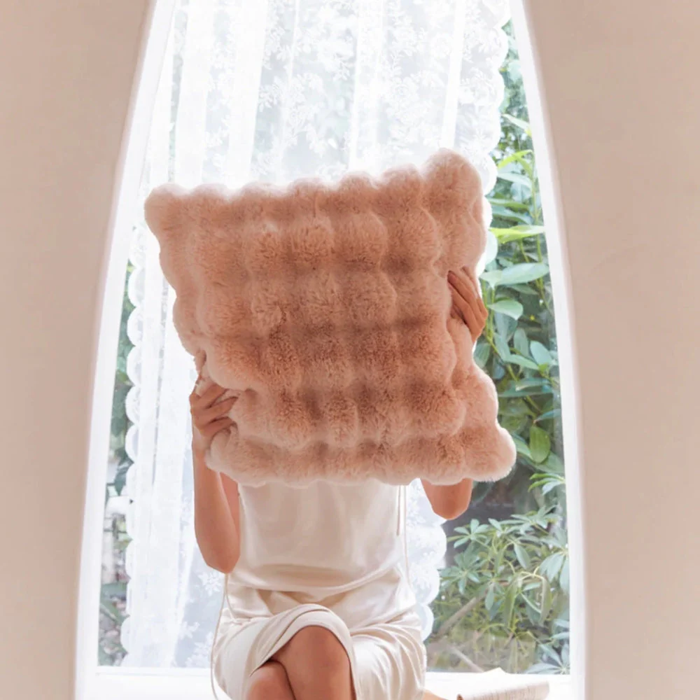 Rabbit Faux Fur Cushion Cover - Image 4