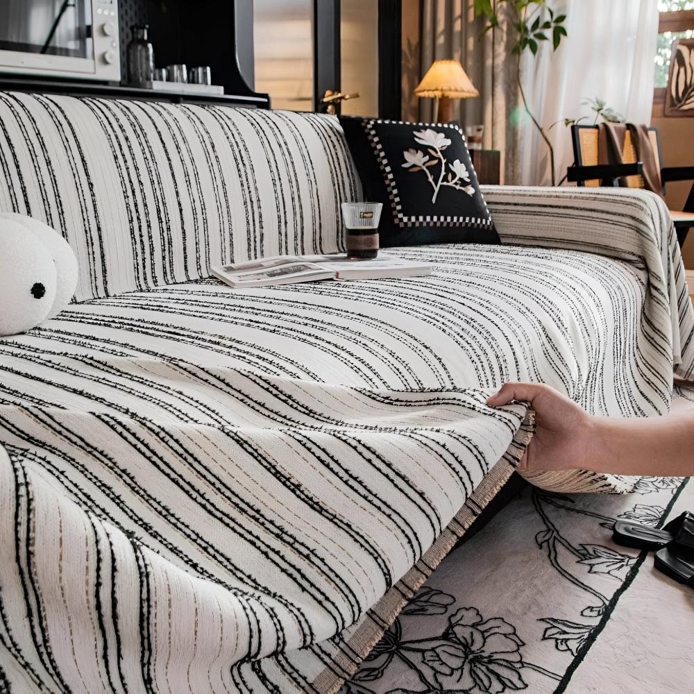Regal Stripes Chenille Sofa Cover - Image 3