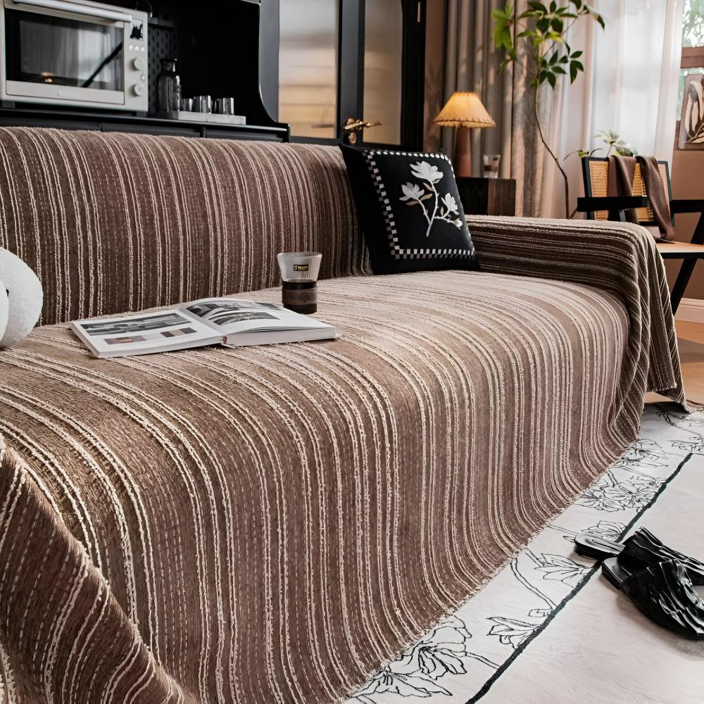 Regal Stripes Chenille Sofa Cover - Image 4