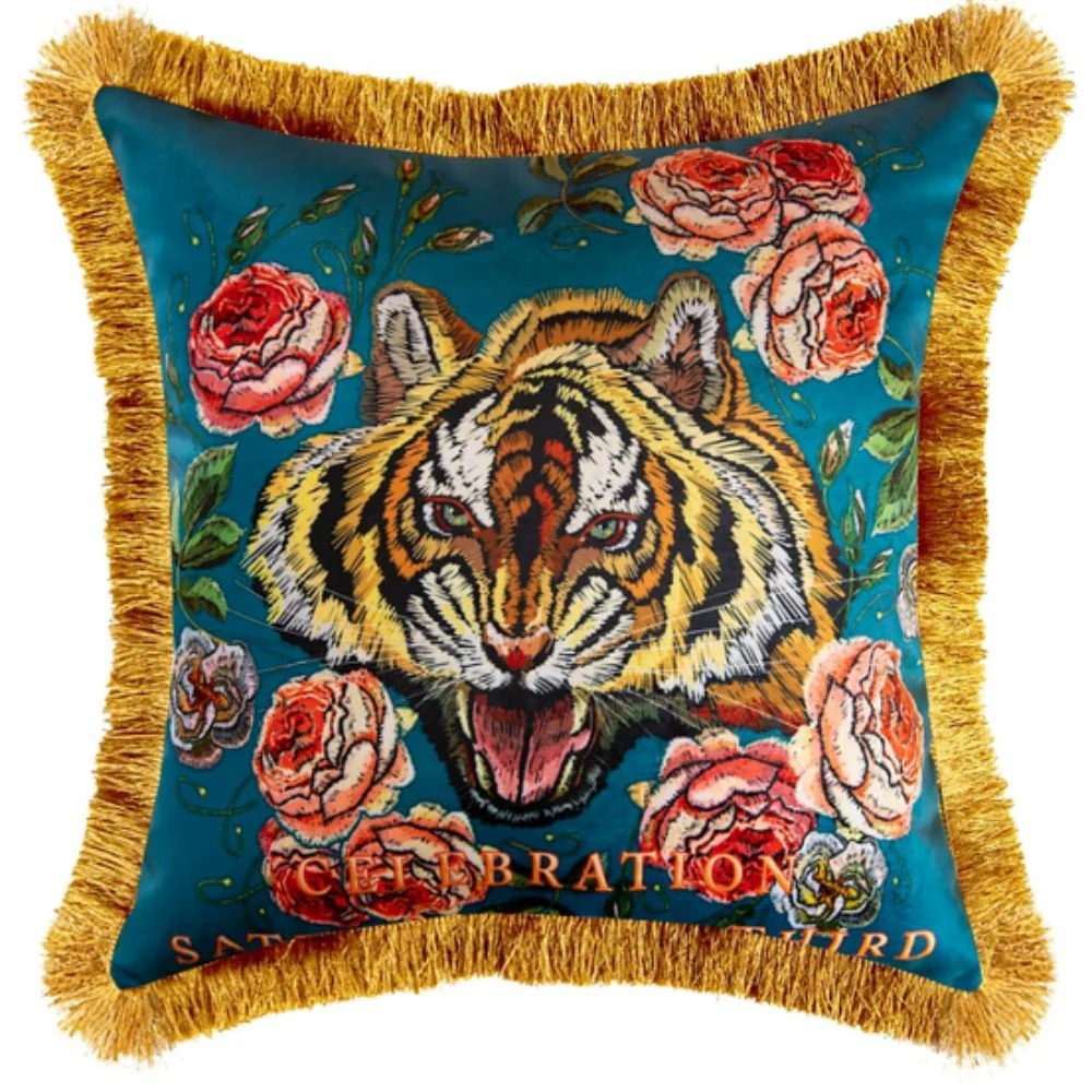 Regal Tiger Artistic Velvet Cushion Cover - Image 10