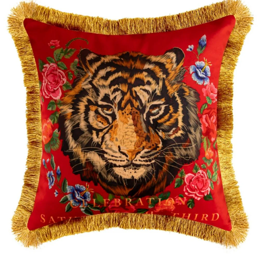 Regal Tiger Artistic Velvet Cushion Cover - Image 7