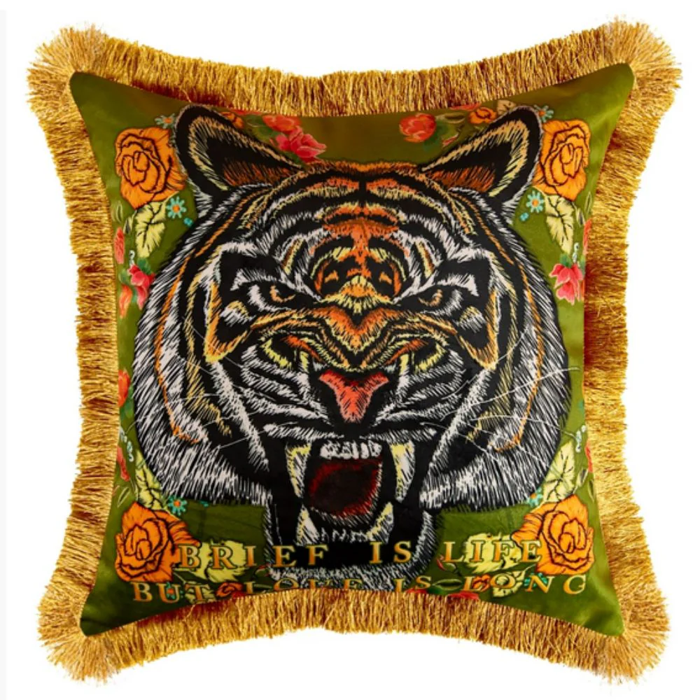 Regal Tiger Artistic Velvet Cushion Cover - Image 8