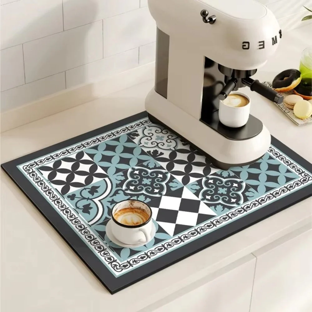 Retro Tile Design Absorbent Coffee Mat - Image 14