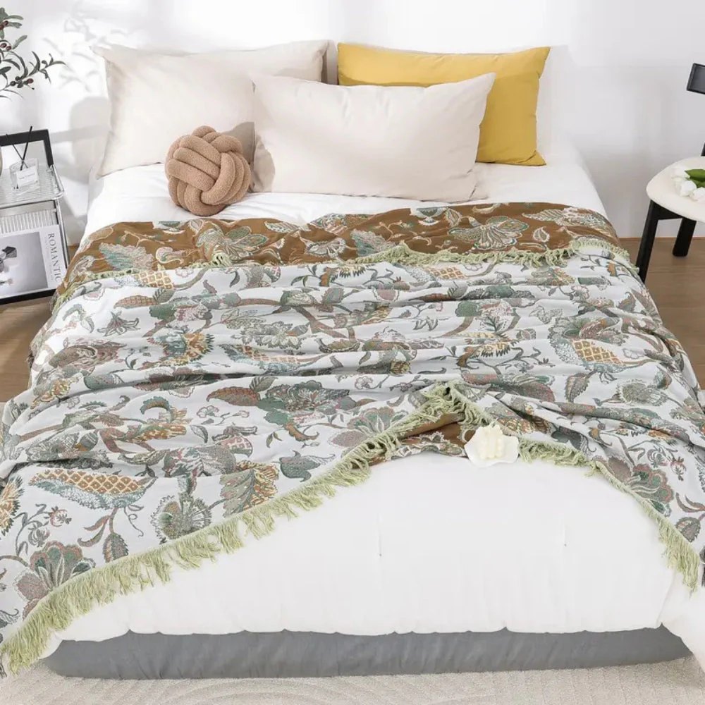 Reverie Floral Tassel Cotton Blanket - Image 2