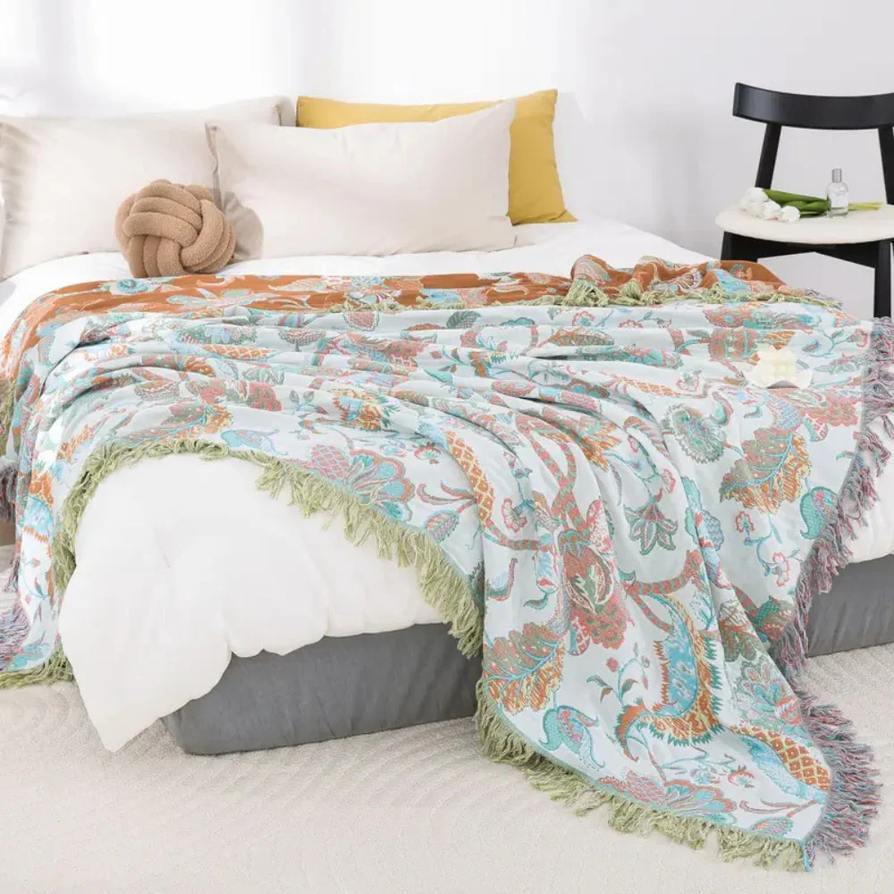 Reverie Floral Tassel Cotton Blanket - Image 3