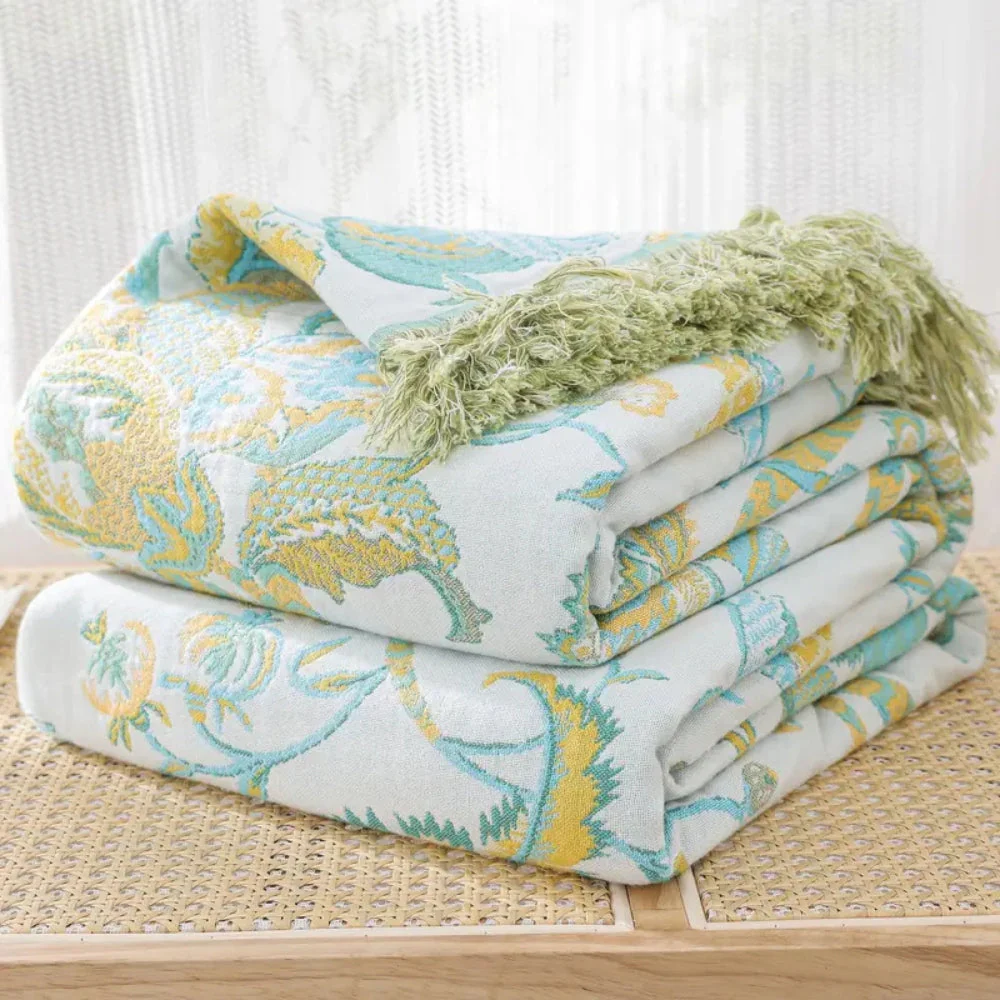 Reverie Floral Tassel Cotton Blanket - Image 4