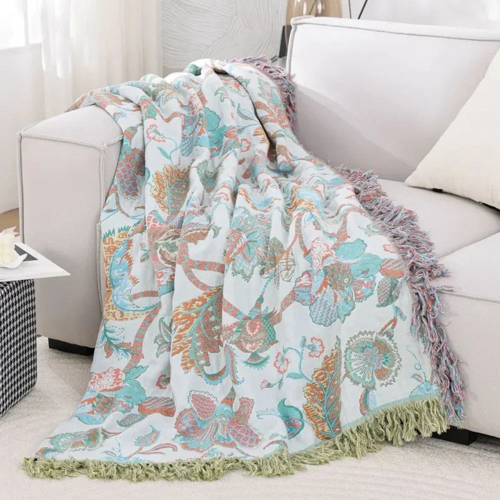 Reverie Floral Tassel Cotton Blanket - Image 5