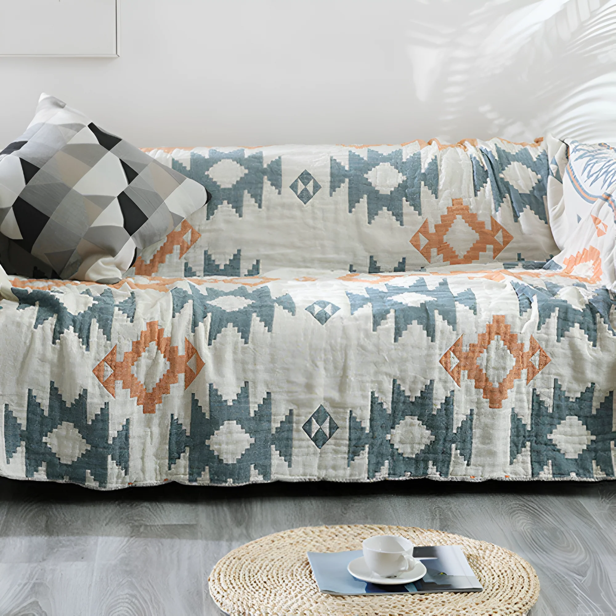 Reversible Geometric Blanket Sofa Cover - Image 4