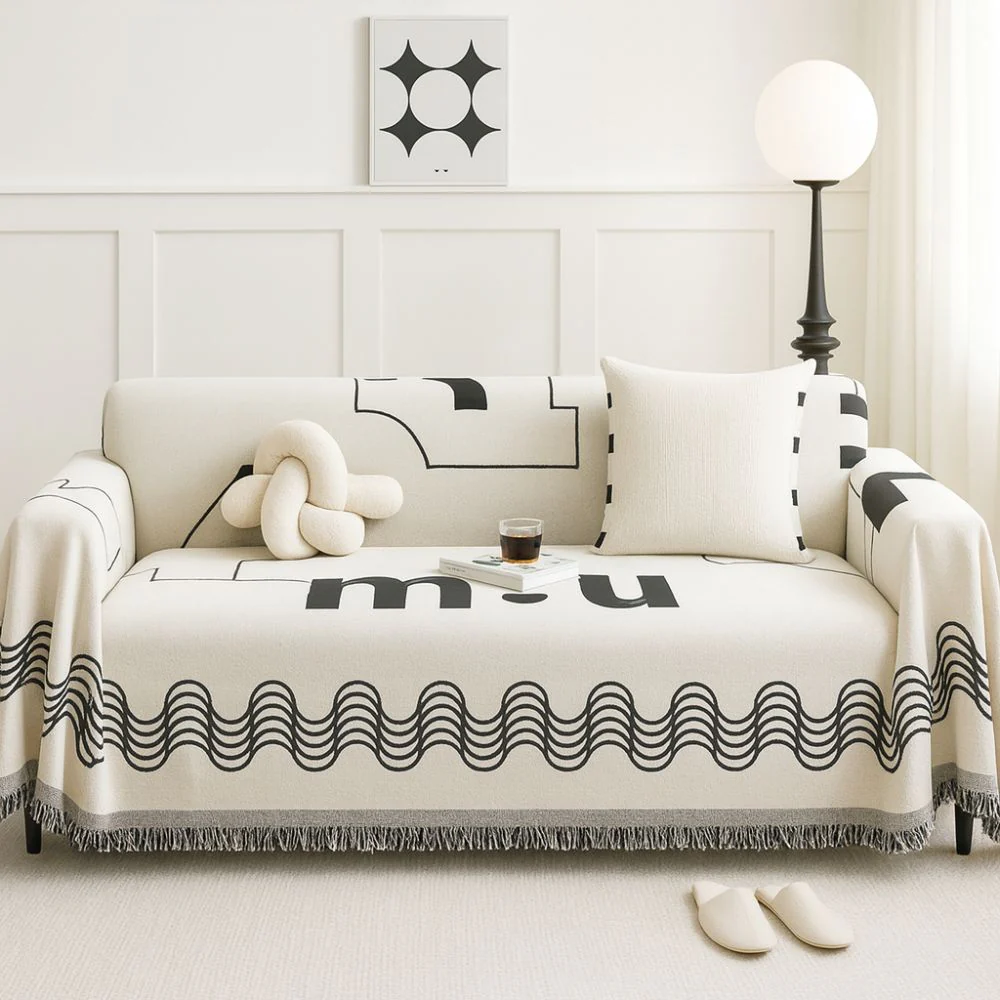 Ripple Curve Line Flow Sofa Cover - Image 3