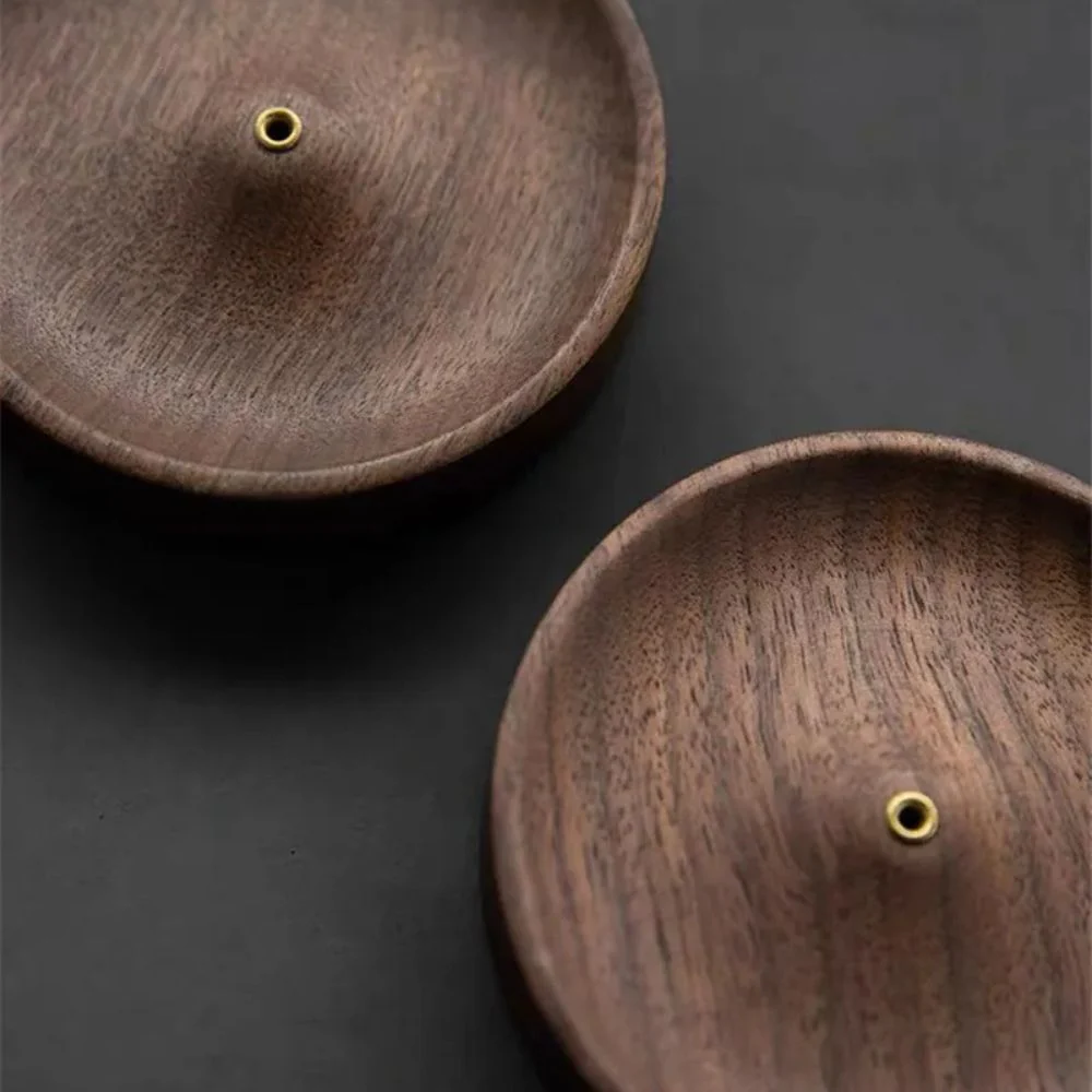 Round Ash Catcher Wood Incense Stick Holder - Image 3