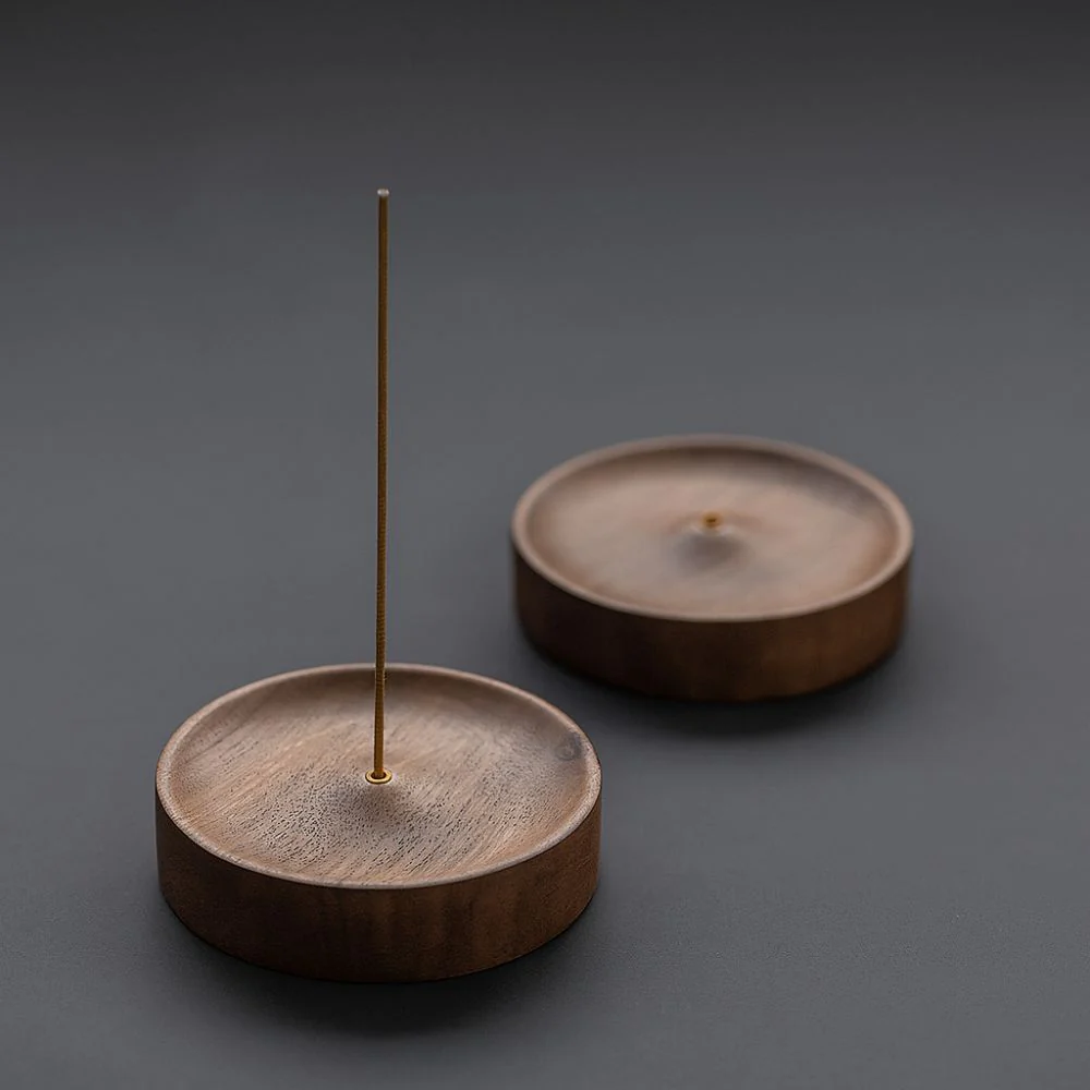 Round Ash Catcher Wood Incense Stick Holder - Image 5
