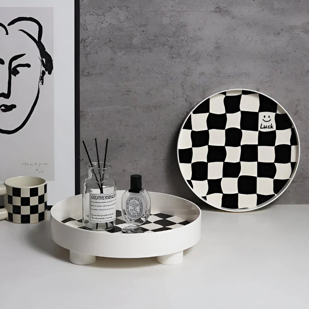 Round Checkerboard Storage Tray - Image 3
