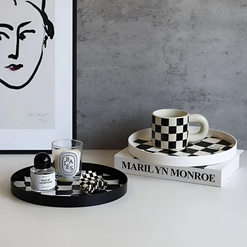 Round Checkerboard Storage Tray - Image 4