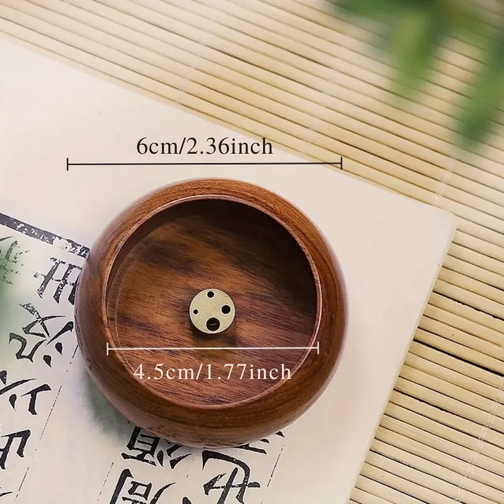 Round Solid Wood Incense Stick Holder - Image 3