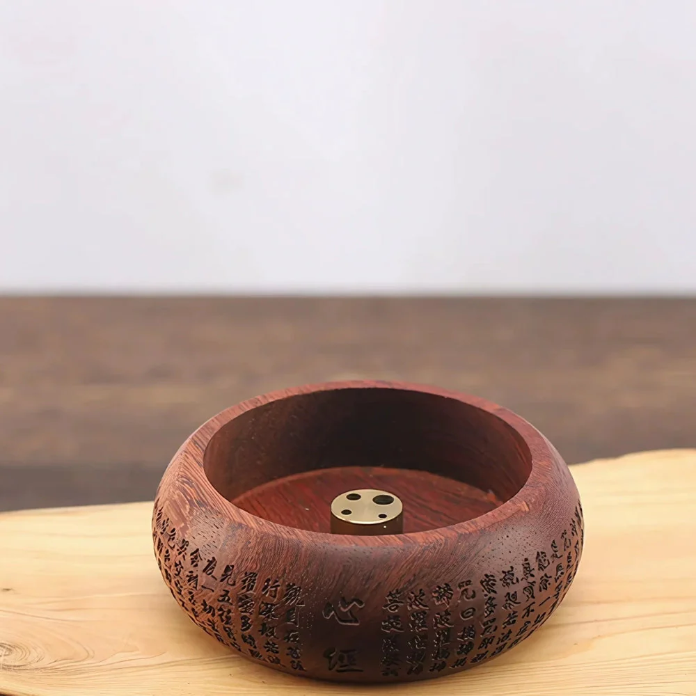 Round Solid Wood Incense Stick Holder - Image 7