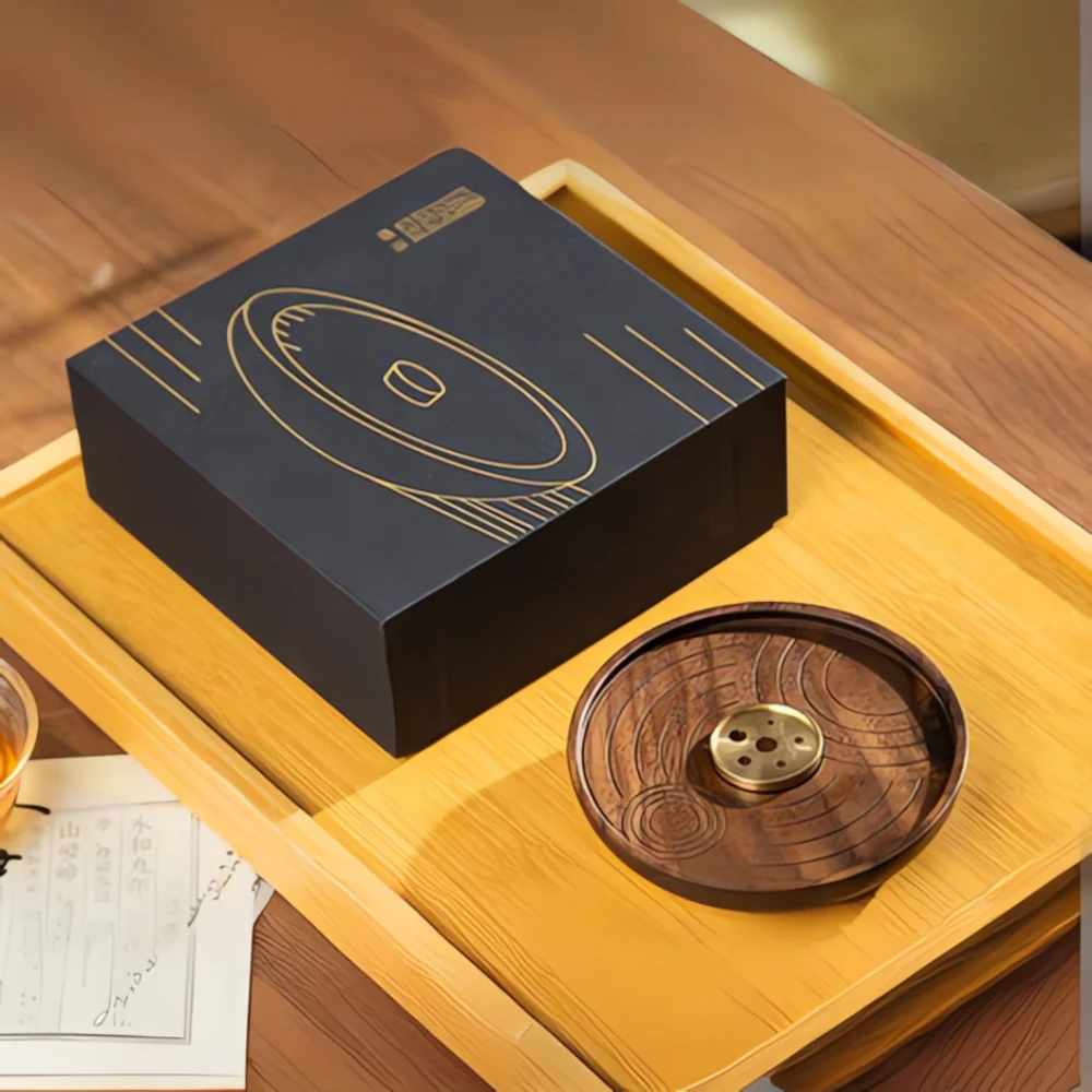 Round Wood and Copper Incense Holder - Image 5
