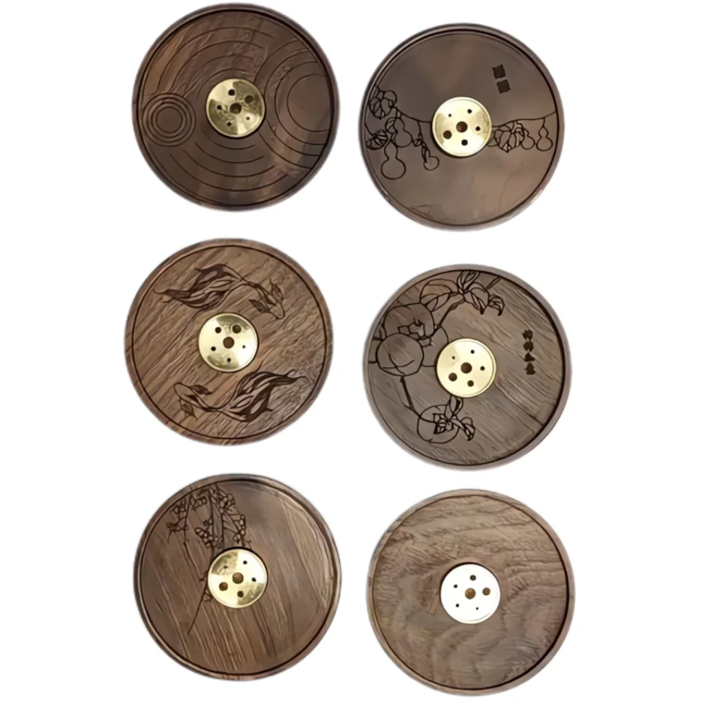 Round Wood and Copper Incense Holder - Image 8
